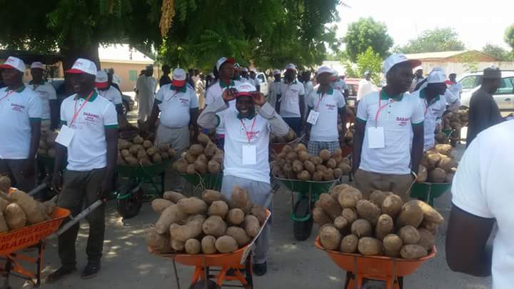Habuhk4's tweet photo. Ahmed Jaha Foundation Empowered 60 Youths In #Borno wit Wheelbarrow & Tubers of Yam #Selfreliance #Confidence #NotAnotherNigerian #NERebirth https://t.co/YFuZg80lIC
