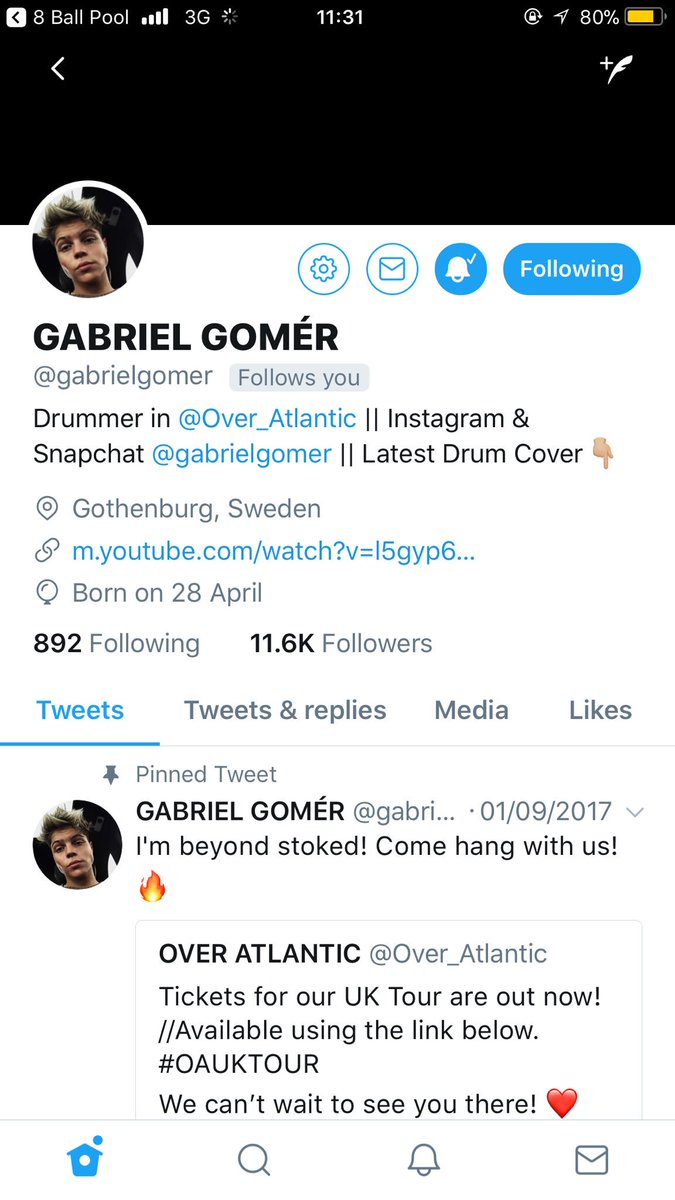 Over_Atlantiic's tweet photo. Thank You So Much For Following Me! @gabrielgomer @seanykilleen @CharlieJones https://t.co/Oi0nq56097