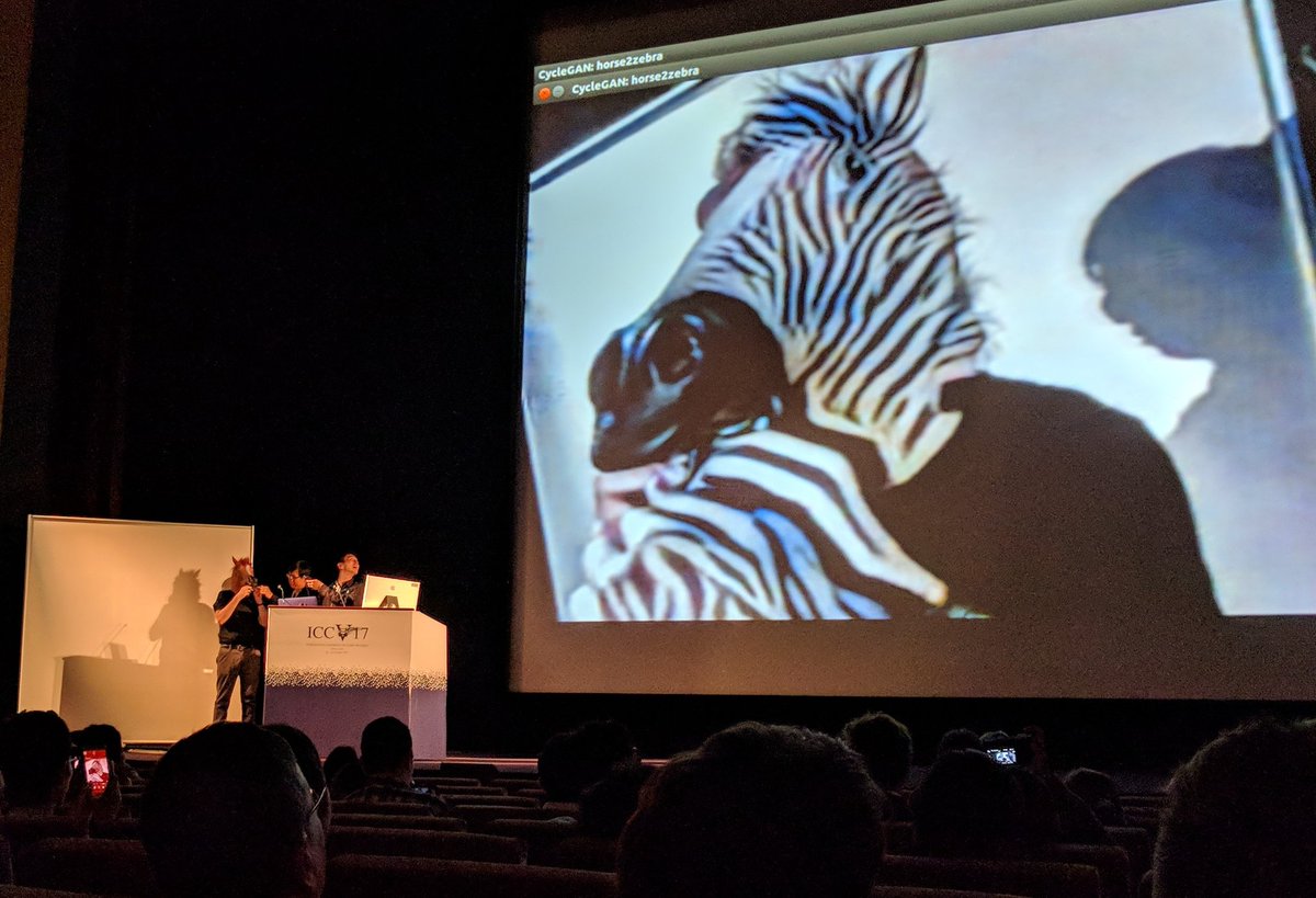 Steffen_RXTX's tweet photo. @goodfellow_ian2zebra. Awesome start to @ICCV2017 https://t.co/iSpmk32ti9