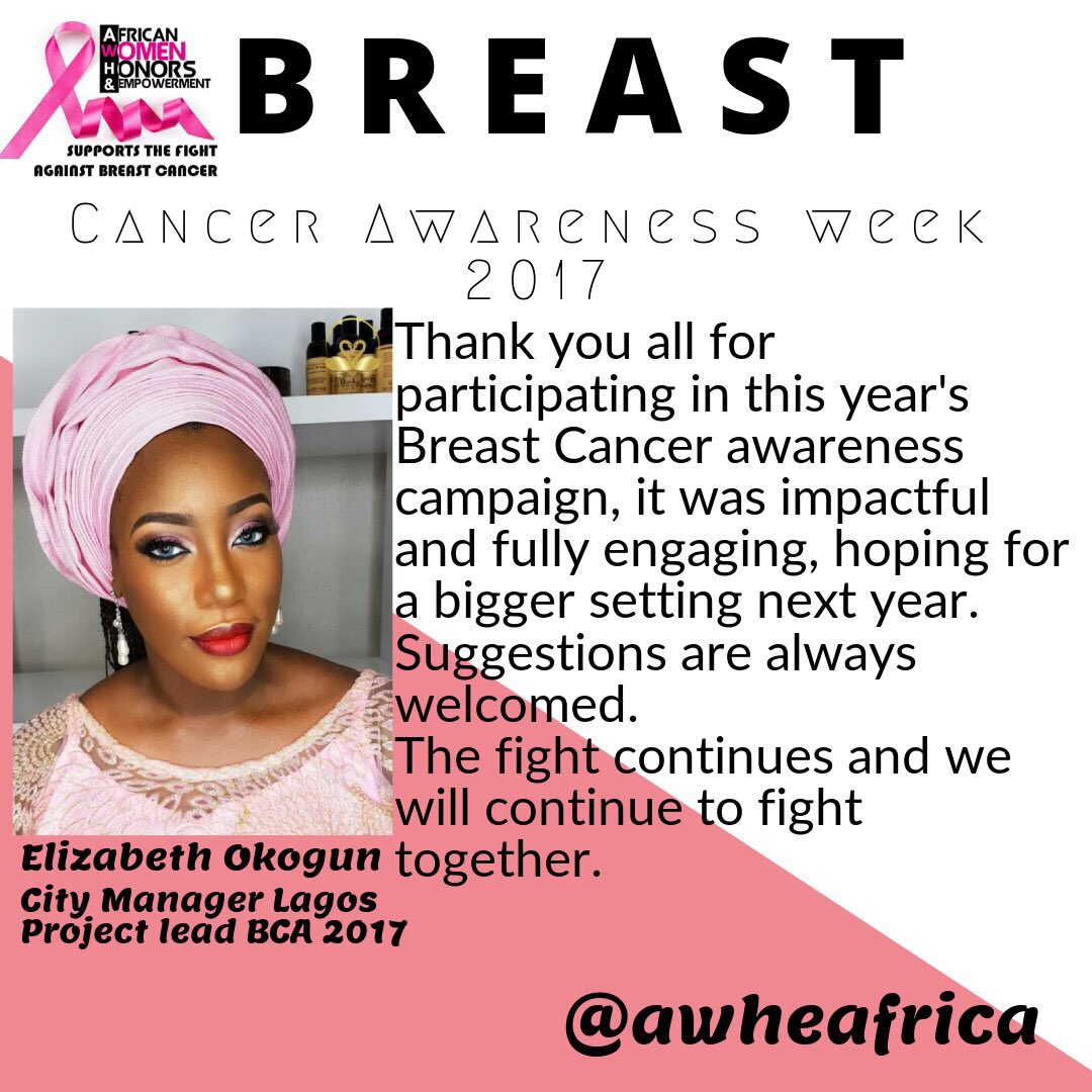 AWHEAfrica's tweet photo. THANK YOU! 🙏🏾💪🏽🎀 #womanhood #health #awhe #thankyou #awhebreastcancerawarenessweek #breastcancer #blackwoman #melanin #africa #africanwoman https://t.co/9riedsHBEJ
