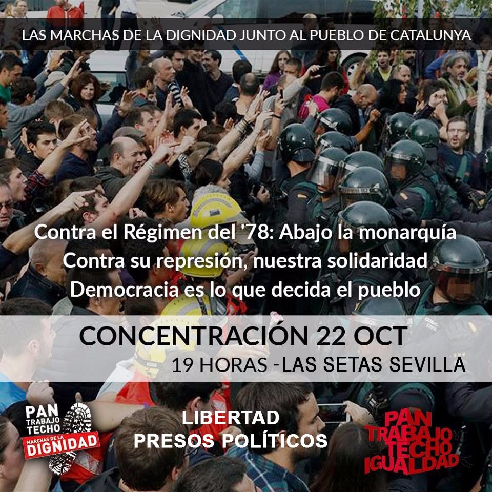 SevillaDigna22M's tweet photo. Contra su represión, nuestra solidaridad Abajo el régimen del 78 y su monarquía Viva la República! 19h Las Setas #Sevillahoy https://t.co/PbUeBFlQIn