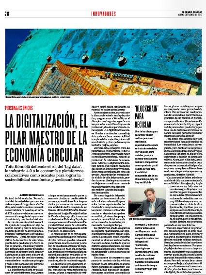 aiglesiasfraga's tweet photo. Hoy, en @Elmundoinnov, hablo de ciberseguridad, entrevisto a Totti Könnöla sobre economía circular y otro #MundanalBit sobre #GDPR https://t.co/ZRuFMb6zhP