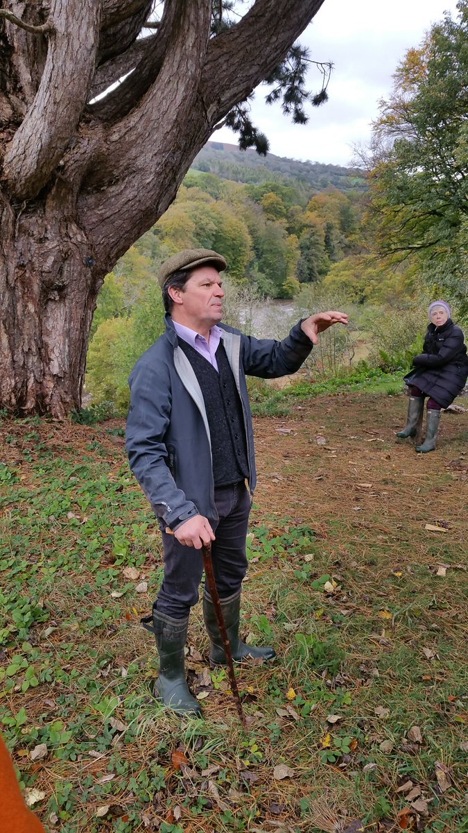 Perers71's tweet photo. Learning more about our woodland on an autumn tree tour at the Gliffaes Hotel, near Crickhowell, with author Rob Penn. https://t.co/aunOwEeSze