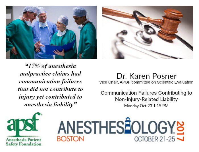 APSForg's tweet photo. Communication failures didn’t cause injury but DID → liability. Join Dr. Posner, Monday at 1:15 p.m. #ANES17 @APSForg #closedclaims https://t.co/0jDiP5VInQ