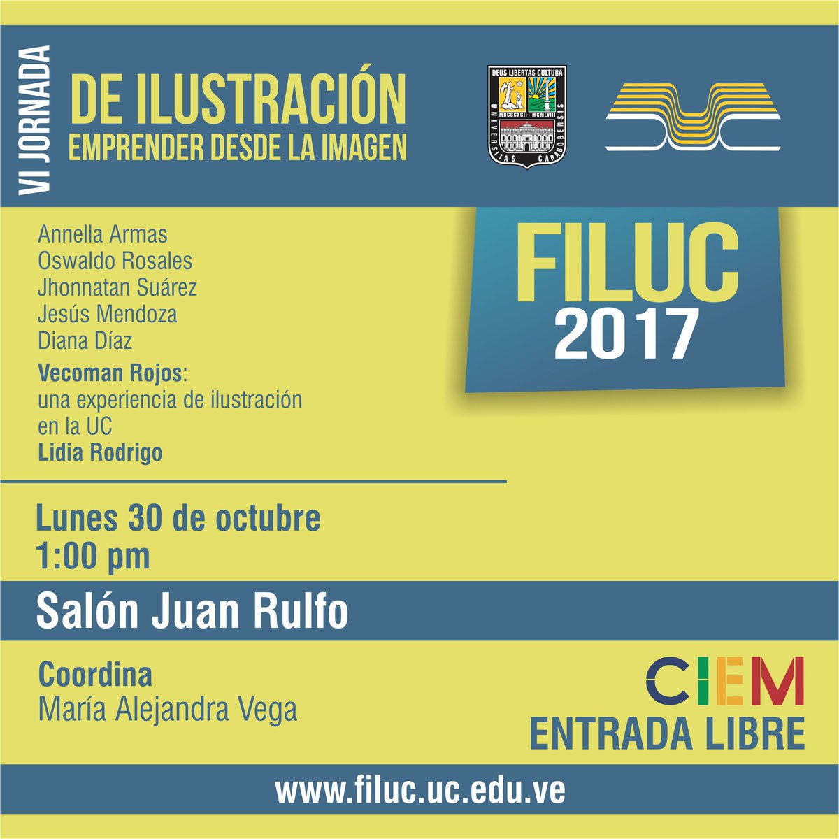 Filuc_oficial's tweet photo. "Emprender desde la imagen", es el nombre que recibe la VI Jornada de Ilustración de la #Filuc2017 #ParaSeguirLeyendo https://t.co/n9QswHoSiy