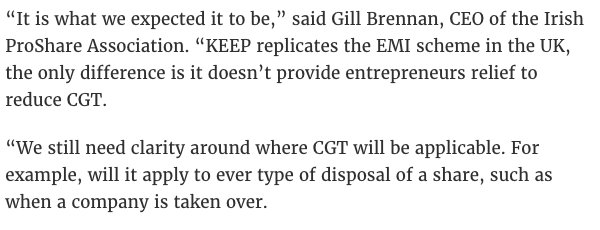 Gill Brennan from @IPSA_ie weighs in on #KEEP and new rules for share options siliconrepublic.com/start-ups/shar… https://t.co/VSXo9DxBna