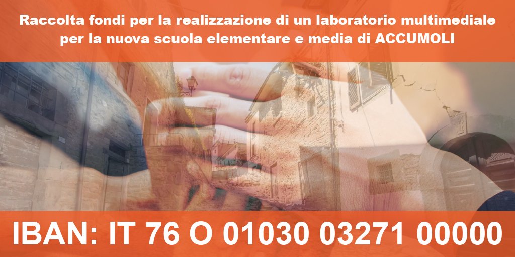 is_partners's tweet photo. Un laboratorio multimediale per la nuova scuola di #Accumoli. Aiutaci a realizzarlo, partecipa alla raccolta fondi! https://t.co/yScEXATAPD https://t.co/O8iHT6vcTO