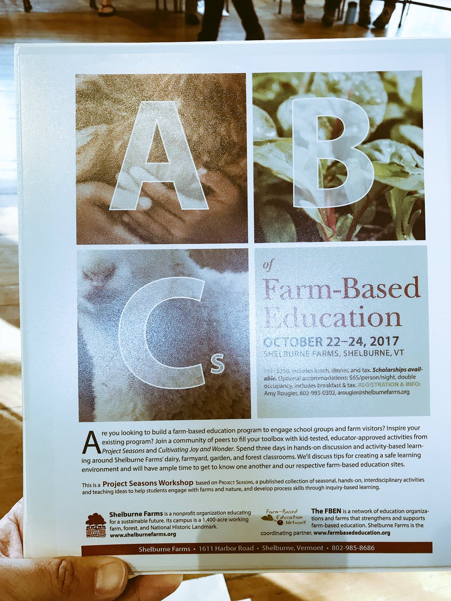 scomorrison's tweet photo. Thrilled to be @ShelburneFarms for the ABCs of @FarmBasedEd. #ElonEd #FarmBasedEd #EnviroEd https://t.co/IK0dRG9pNQ