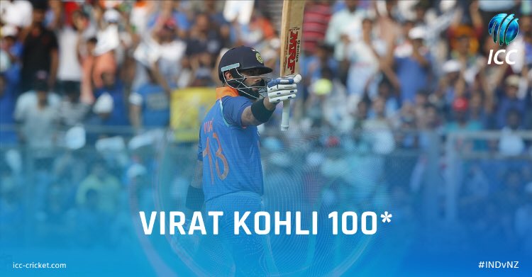 SheshrajMeena's tweet photo. 31st ODI century !!! Congratulations @imVkohli on yet another phenomenal performance! #MatchSunday #IndVsNZ #CricketLive #ViratKohli #Sachin https://t.co/h3jCMMtcCZ