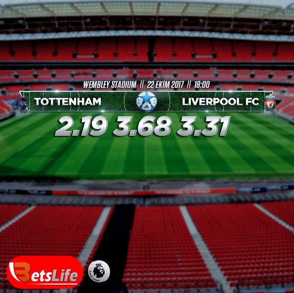 #TottenhamHotspur – #Liverpool 

🇬🇧 İngiltere #PremierLeague ⚽️
#wembleypark 🏟

22.10.2017 🗓
Bugün: 18.00 ⏰

betslife.com 👍