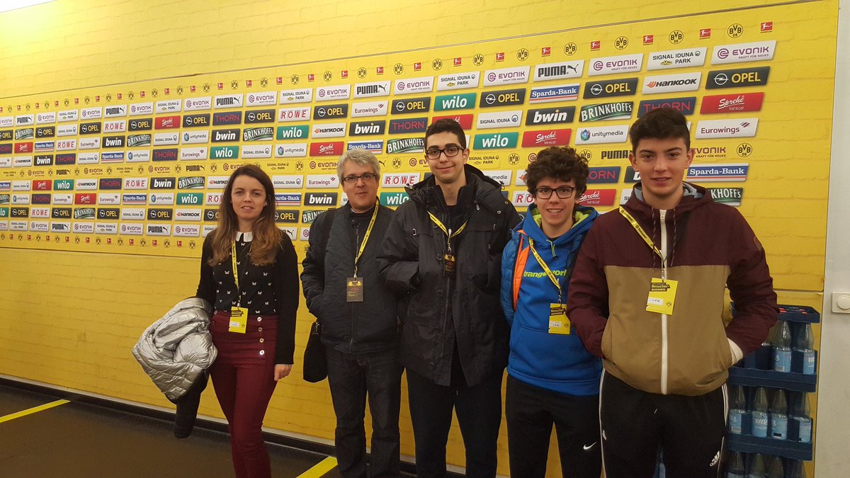 queiruga's tweet photo. #EuropeanSTEMleague Day after Spanish Burgos Team visiting Dortmund Futball Stadium https://t.co/ufvt2OSSra