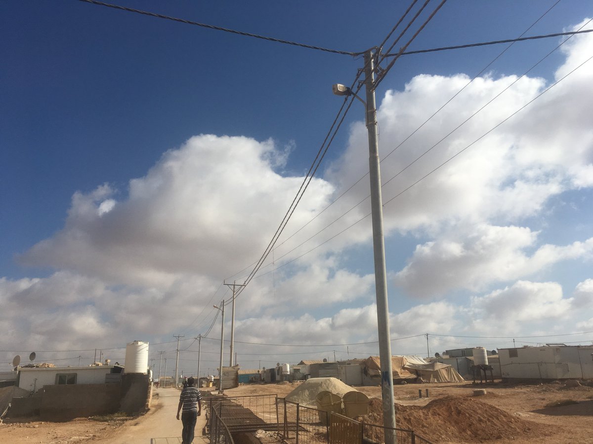 NGO_JEN_MEast's tweet photo. Electricity is provided for limited time (6:30pm to 3:30am) @ZaatariCamp so far. So, solar panels are becoming popular among #refugees . https://t.co/YO57UqJxQt
