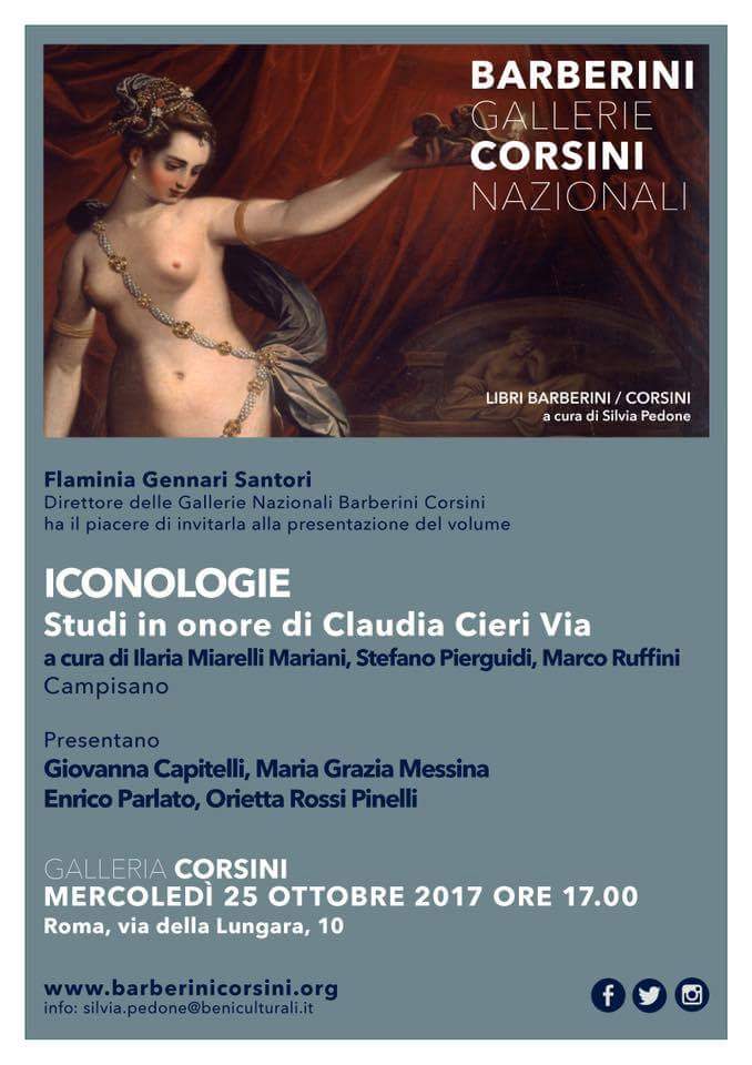 #savethedate #libriincorsini 📖 Mercoledì 25 ott. alle 17 si presenta in Galleria Corsini 'Iconologie. Studi in onore di Claudia Cieri Via'