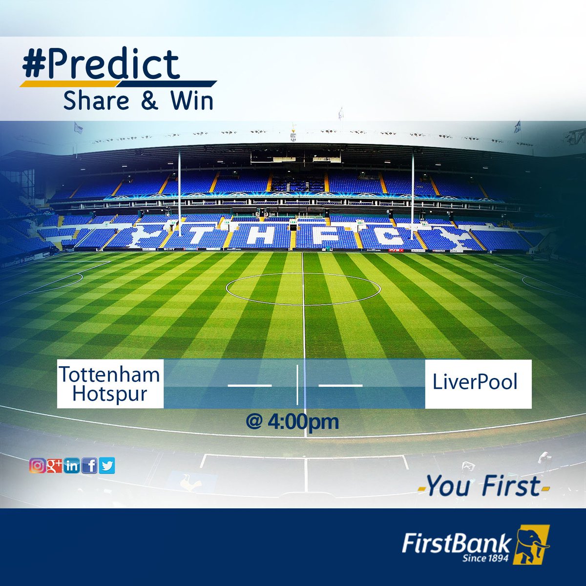 FirstBankngr's tweet photo. #PredictTheScores to win free airtime. Follow us for a chance to win weekly freebies
#FollowFirstBank #PredictAndWin https://t.co/BJXdZztwEl