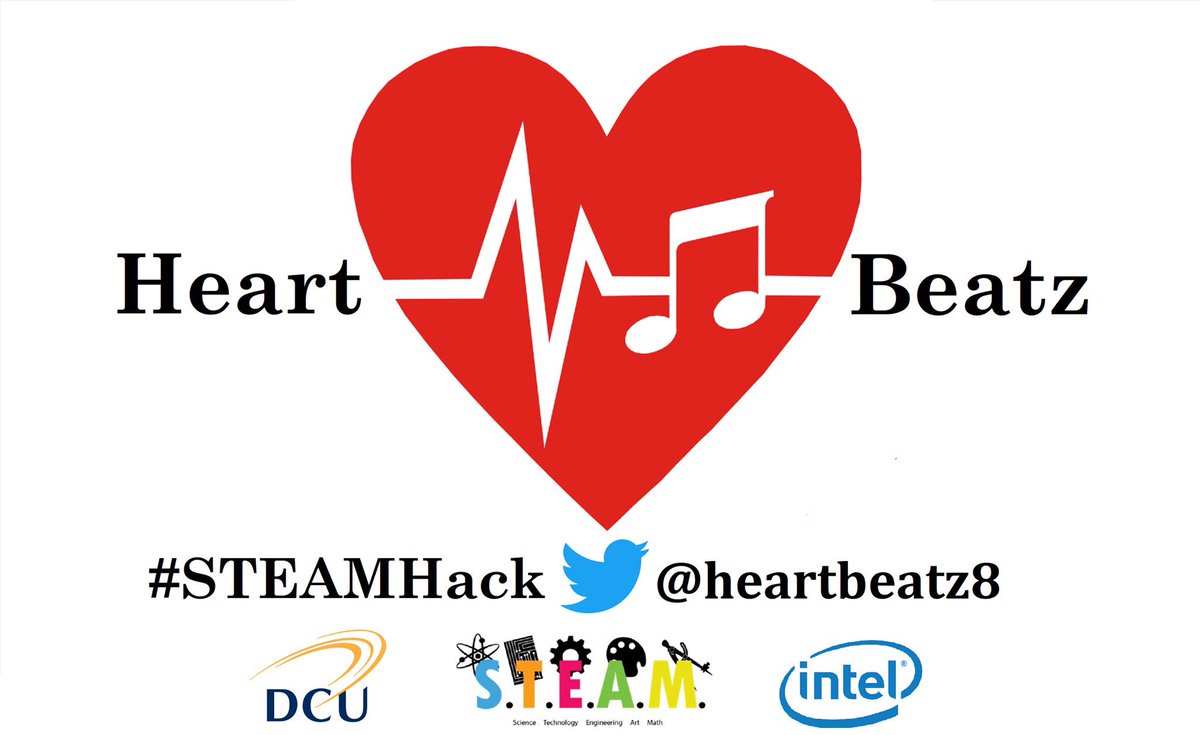 HeartBeatz8's tweet photo. Here is our logo with the idea to synchronize music with the heartbeat 💓 #STEAMhack @DublinCityUni @RyanAcademy @Intel_IRL https://t.co/aWXBoABDoq