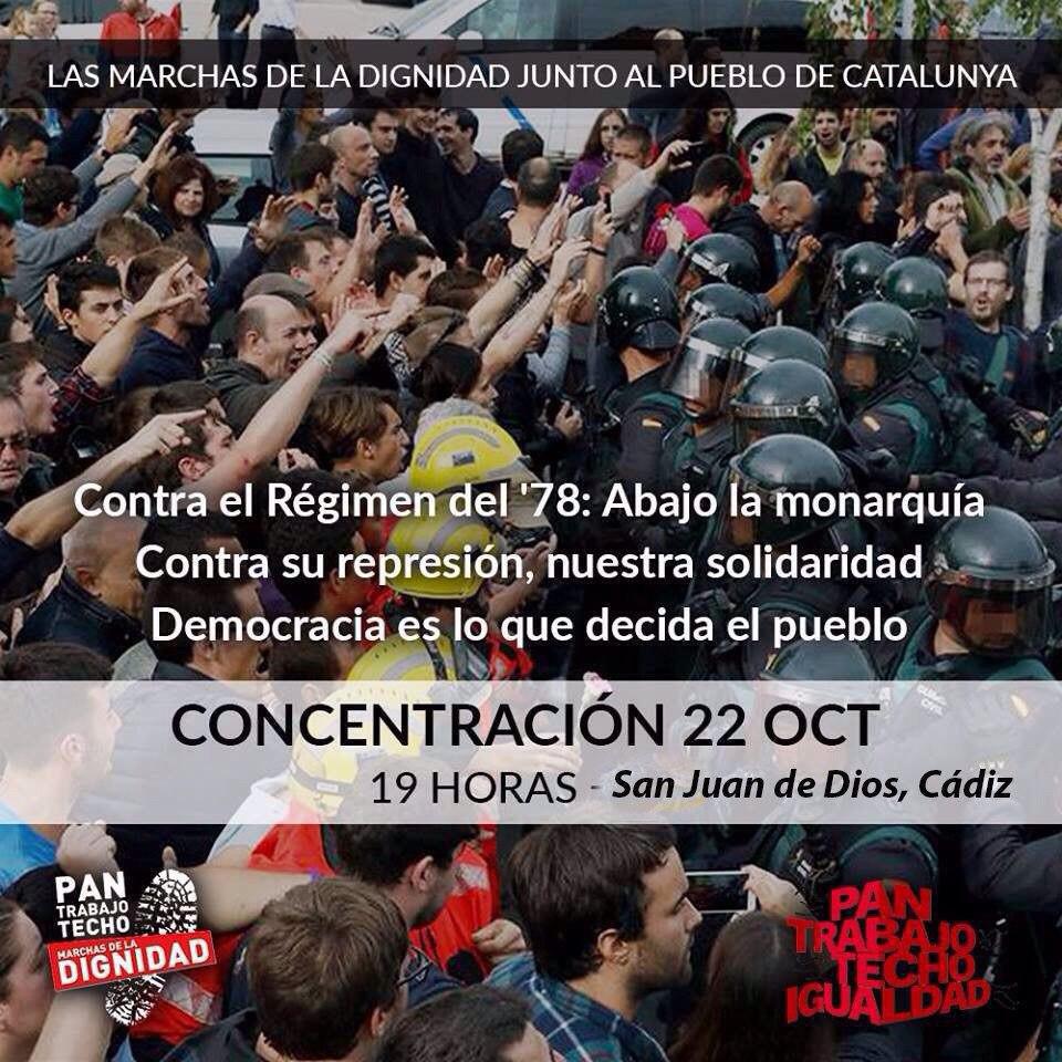 Marchas22M's tweet photo. CÁDIZ. Concentraciones hoy en Andalucía. Por la libertad de los presos políticos. Ante su represión, nuestra solidaridad! ✊ https://t.co/QNJzmUr5yC
