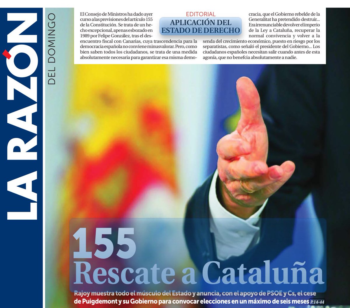 pablocasado_'s tweet photo. Apoyo cerrado a @marianorajoy y su contundente respuesta al separatismo suicida.Cataluña recupera el respeto a la Constitución y el Estatuto https://t.co/DOFVg9GS27