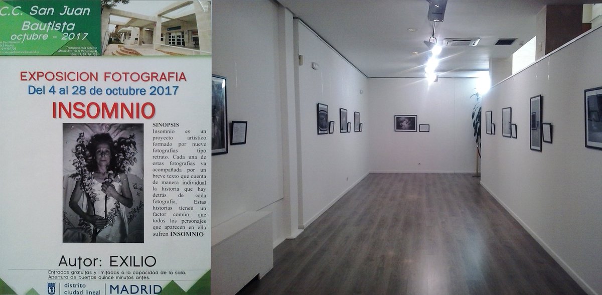 Exilio_Foto's tweet photo. Insomnio. Hasta el 30 de Octubre en el Centro Cultural San Juan Bautista (Calle San Nemesio 4, Madrid). https://t.co/kcXI13OEJC