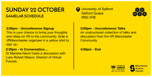LukeRobertMason's tweet photo. Headed to @VRManchester today to discuss #VR #AR and #Future #Technology with @mariekenavin. #VRManchester #MSF17 https://t.co/P5Ts7euS9a