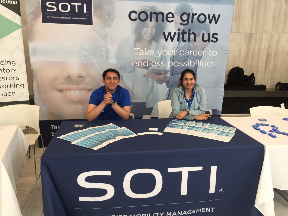 sventretrop's tweet photo. SOTI - one of Canada's top tech companies (with HQ in #Mississauga!) at the #TechATC Hackathon this weekend at #UTM https://t.co/waEtAjH9es