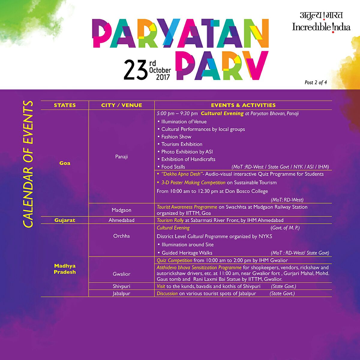 incredibleindia's tweet photo. #ParyatanParv2017 Oct 23 | Calendar of Events https://t.co/ToMD2EO1Bp