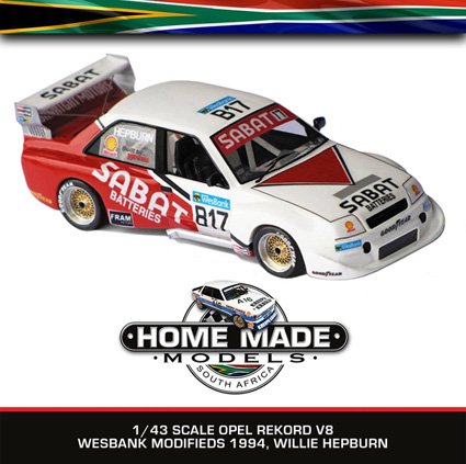 HMModels's tweet photo. 1/43 scale Opel Rekord, WM South Africa 1994, Willie Hepburn, available as a kit R1,150 or built model in display case R2,650 excl. postage https://t.co/DZyBKHPjlX