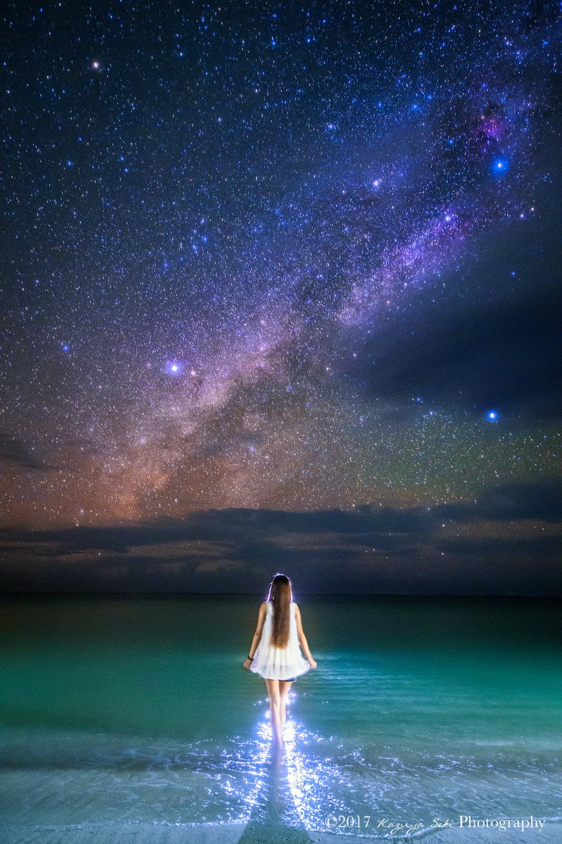 宮古島の星空とコーラルブルーの海。 先日のワークショップのロケハン