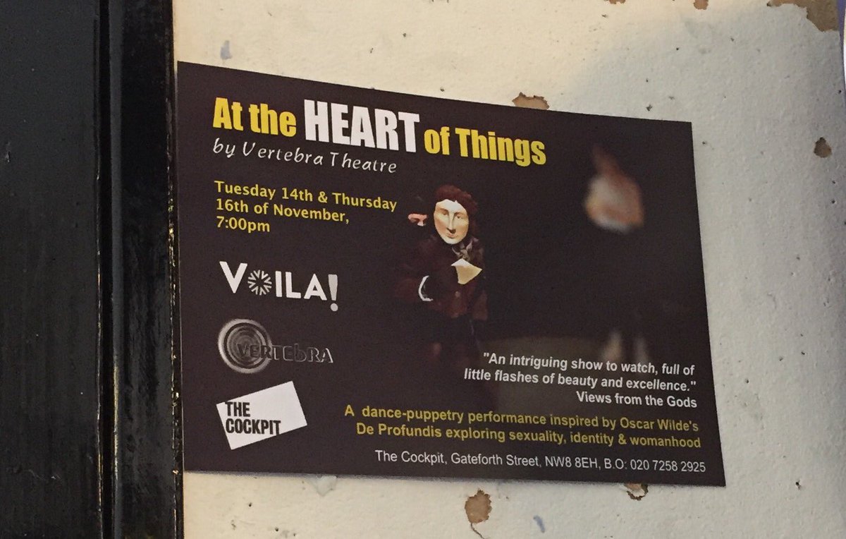 VertebraTheatre's tweet image. Special thanks to @riocinema for accepting our poster&amp;amp;flyers for our new #puppetry show #attheheartofthings @VOILACockpit @cockpittheatre