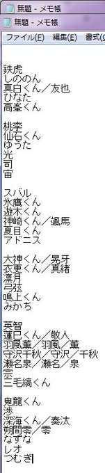 私が第三者に向けてキャラ名言う時、君付けしたりそうじゃなかったり私の中で法則でもあるんかなと思って打ってみた（漢字違ったらすまねえ）けど全然分からない・・・でも楽しいから皆やってみてね（やらねえ・・・） 