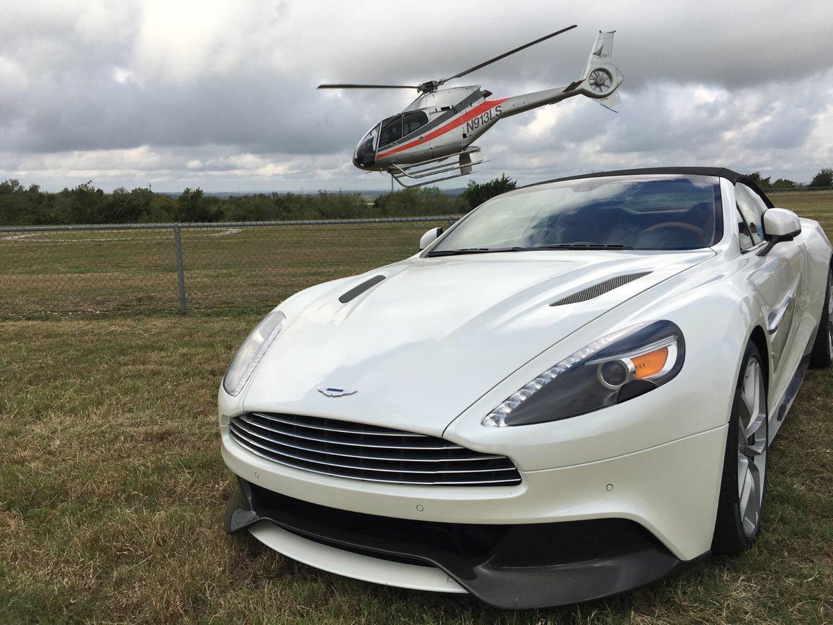 alamoheli's tweet photo. Last day of F1 Helicopter transport for us. Airbus and Aston Martin teamed up for this beautiful shot #COTA #Aston Martin #Airbus helicopter https://t.co/unlapvf1Lp