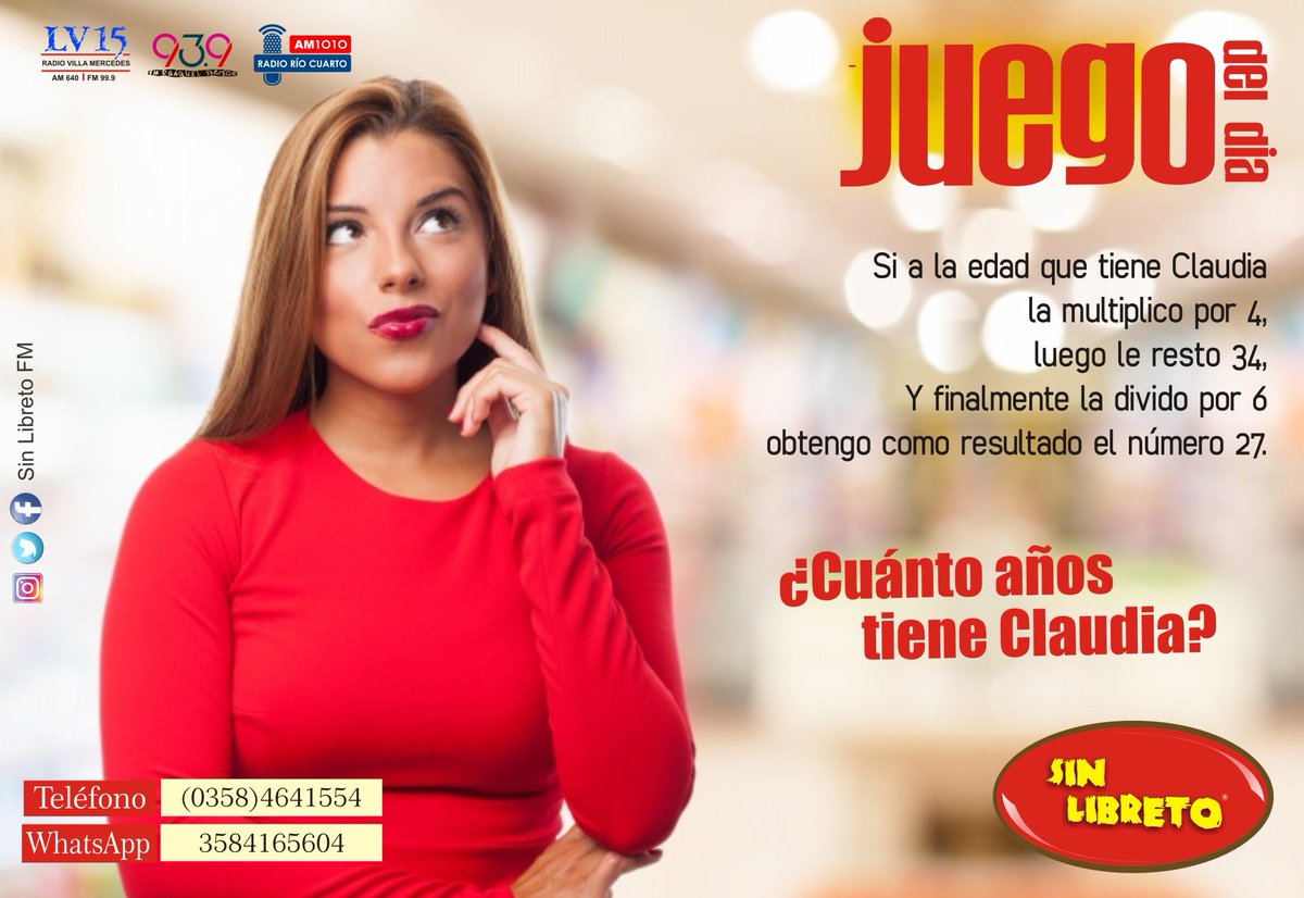 sinlibretofm's tweet photo. Hoy jugamos en vivo de 10 a 13 hs por 93.9 #FMRanquel Respondé al acertijo y llevate uno de los 15 premios que tenemos para vos. #SinLibreto https://t.co/Sd5A6cuqVI