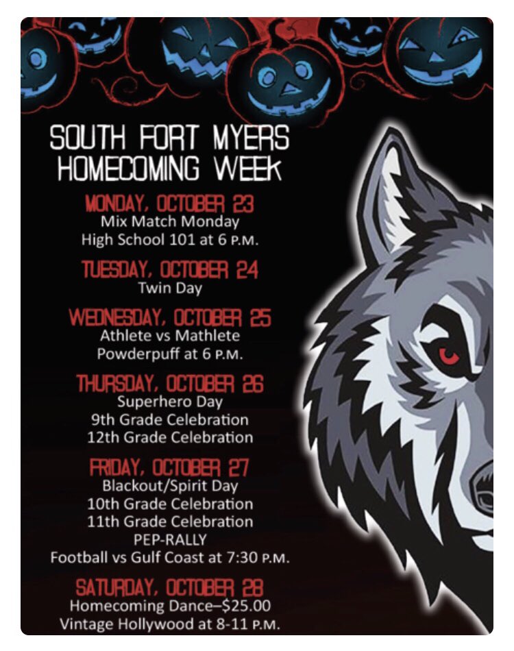 SouthFMHS's tweet photo. Hey Wolfpack! Are you ready for homecoming week?  We are excited to see your spirit!  Tomorrow is Mix Match Monday! #hoco2017 #powerfulsouth https://t.co/CCM3G5suLf