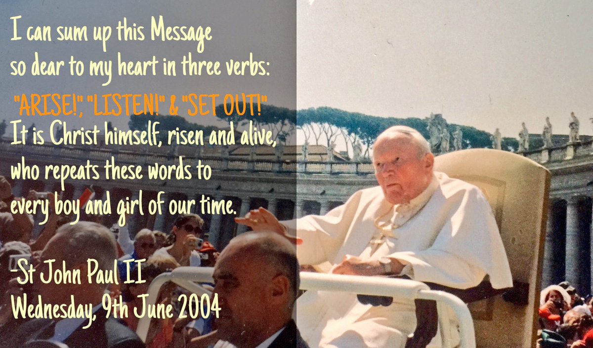 obianuju's tweet photo. I was in St John Paul II's general audience in 2004 &amp; he gave us a message "dear to his heart".
This message guides my steps till this day👇🏾 https://t.co/PHV52wPiOG