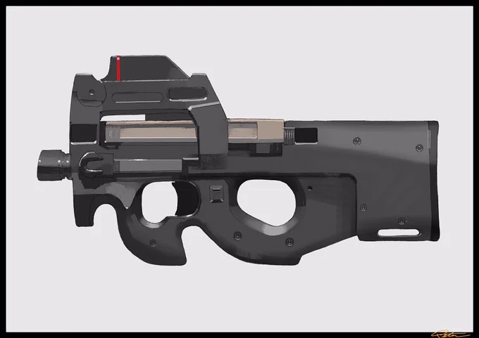 P90のミニ電動ガンあったら良いなって絵を描いた。 