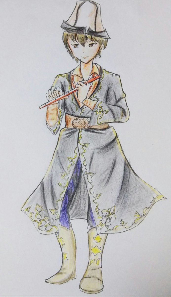 絵描きさんと繋がりたい 民族衣装 キルギスの民族衣装 チャパン 2枚目は例の きどりのイラスト