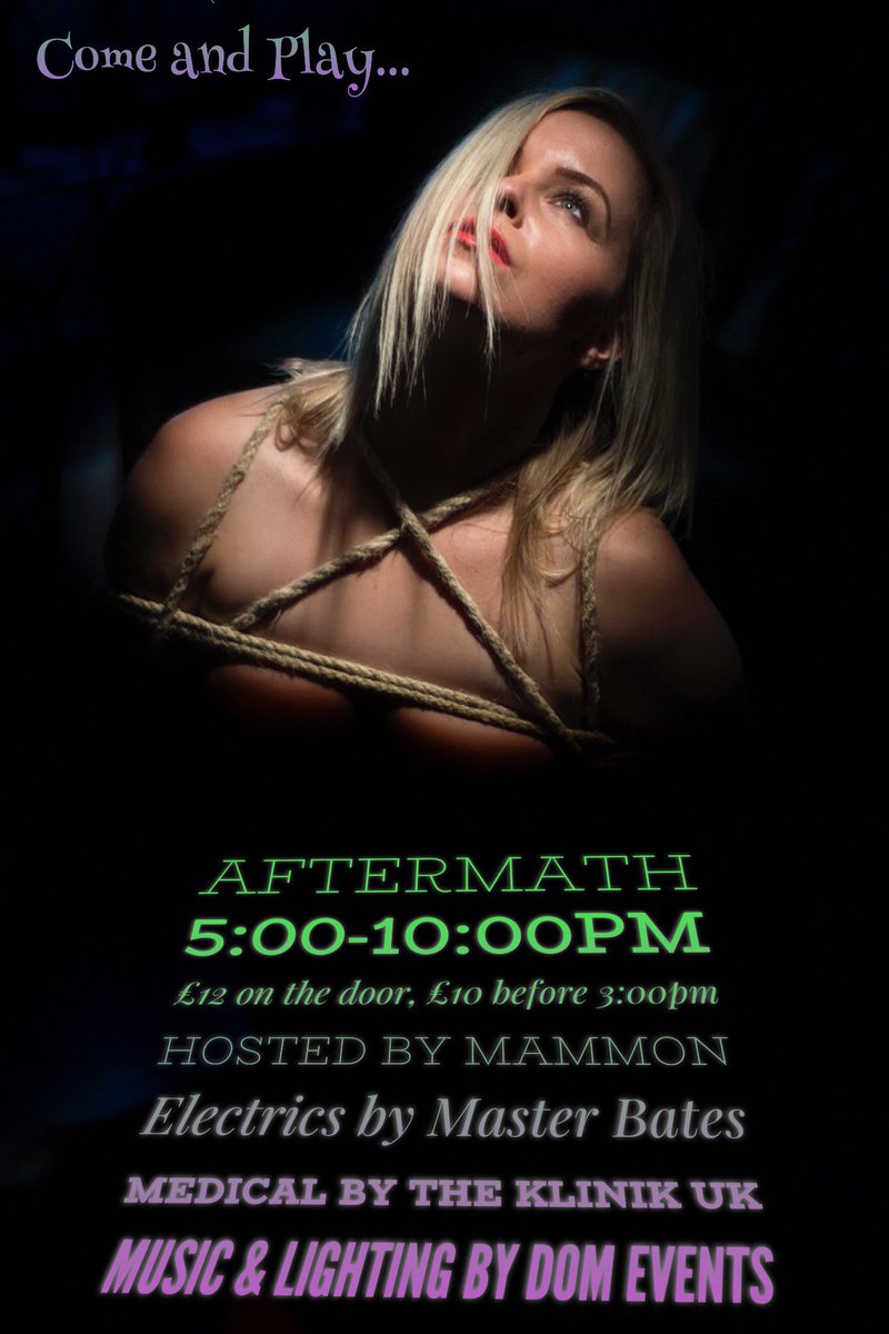 BBBAltFetBazaar's tweet photo. #Aftermath #Afterparty today begins at 5:00
£12 on the door But if you buy your ticket before 3:00 you get £2 off
#FetishDresscode https://t.co/wXphzq0iim