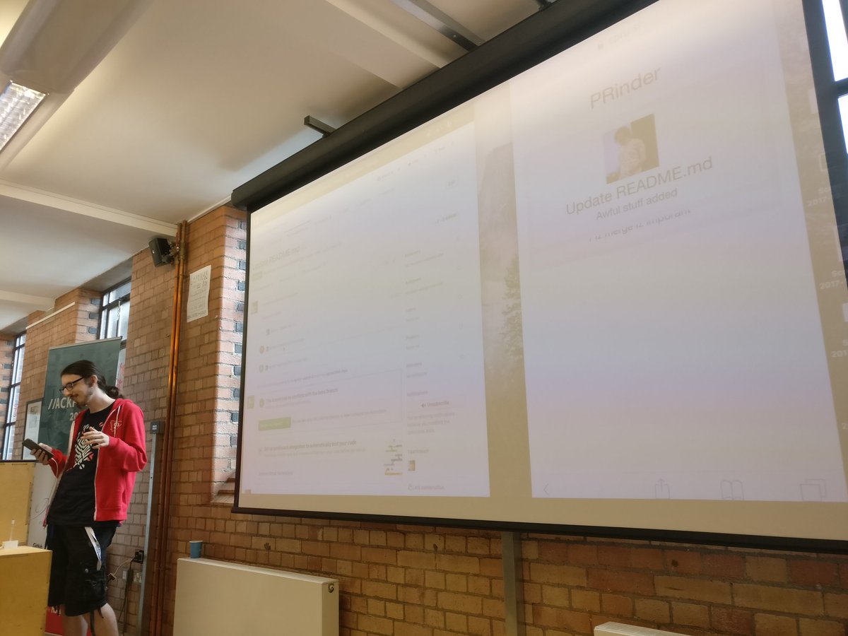 gkudelis's tweet photo. Next generation pull request management with #prinder #hackference https://t.co/7kuFBJFQdz