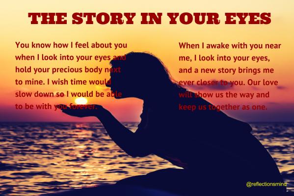reflectionsmind's tweet photo. The Story In Your Eyes #thestoryinyoureyes #love #prayer #family #inspiration #soulmates https://t.co/Twc1O3p42D