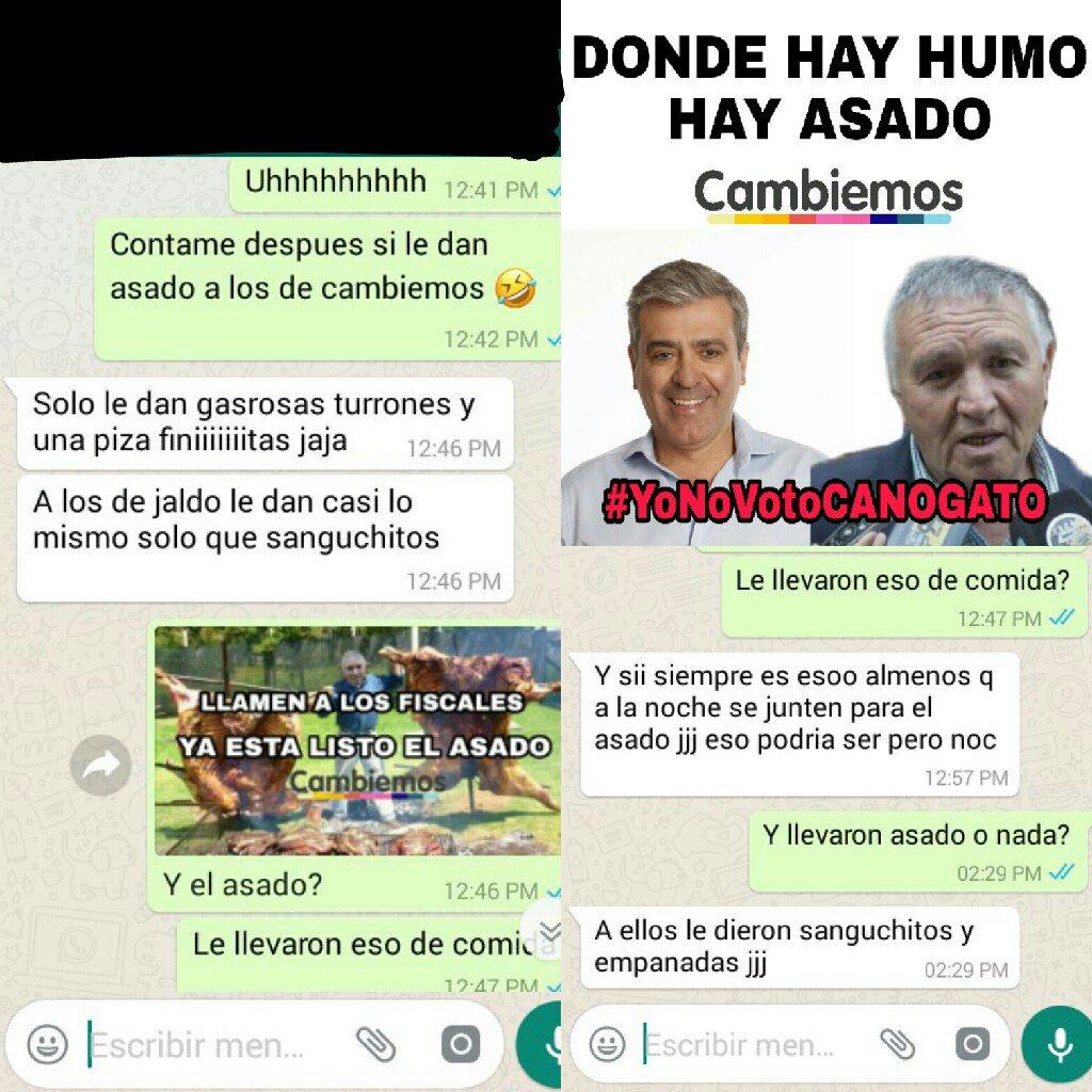 Ana_r92's tweet photo. Seria bueno que el testimonial de @RSanchezOK y su funcionario obsecuente Herrera expliquen donde es el asado de @cambiemos 
#ClientelismoPro
#YoNoVotoCanoGato https://t.co/bZlVUfZgCK