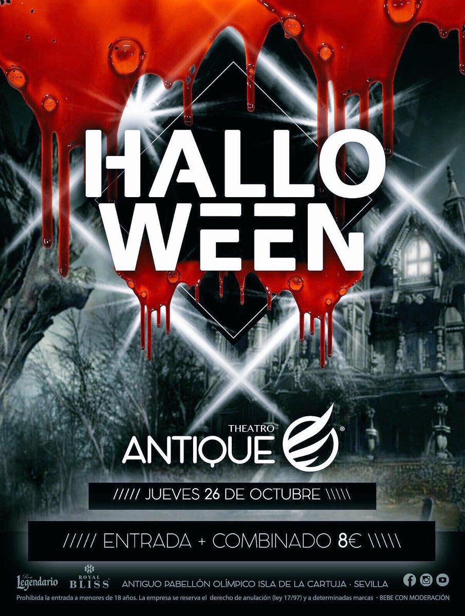 RebelBingo10's tweet photo. 🎉HALLOWEEN🎉

Martes 31 de octubre  
⏩ UTHOPIA
⏩ LE CHIC 
⏩ SALA EUPHORIA

8€ copa🙌 LIMITADAS !!

Whatsapp📞662415401📞😄 https://t.co/LLVQZUHDbn