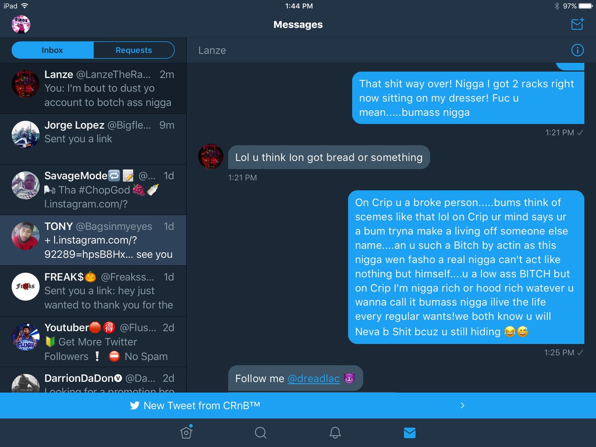 Nate_Thugg's tweet photo. I TALKED SOO SHITTY TO @dreadlac MADE HIM FEEL LIKE A HO #MyWordsCutLikASword ⚔️ This bum who controls that fake lanze account #ALilBitch 😂🤣 https://t.co/4FM4JF5MaO