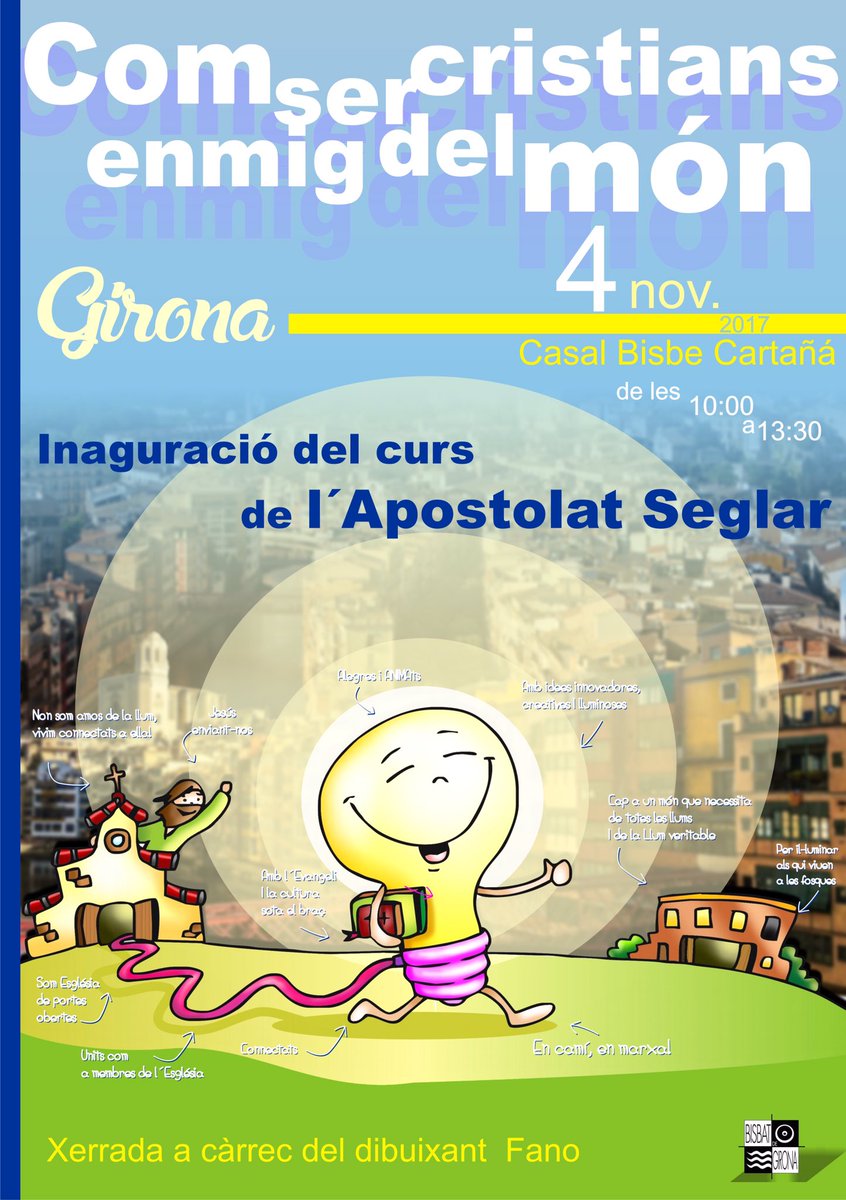 laicsgirona's tweet photo. El dia 4 la delegació de l'Apostolat Seglar inaugura el curs amb el dibuixant Fano que ens farà una xerrada "com ser veistians enmig del mon https://t.co/l1lbJKSCOO
