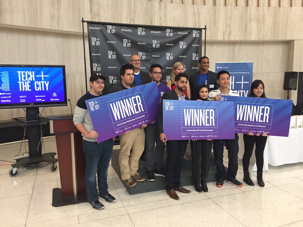 sventretrop's tweet photo. And the winners are ... ! Congrats to all of the teams that’s participated in this weekend's #TechATC Hackathon in #Mississauga at #UTM https://t.co/DA5RiQb0NL
