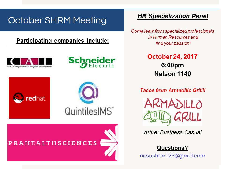 Don't forget our October meeting on the 24th, in Nelson 1140. We will have tacos from Armadillo Grill!!