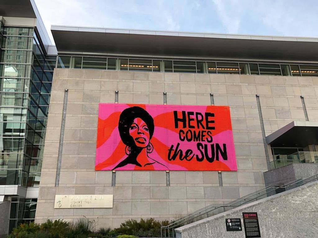 Artist <a href="/oleknyc/">olek</a> has #yarnbombed our own @raleighconvention with a portrait of N.C.-native and Rock and Roll Hall o… ift.tt/2hWUbCF
