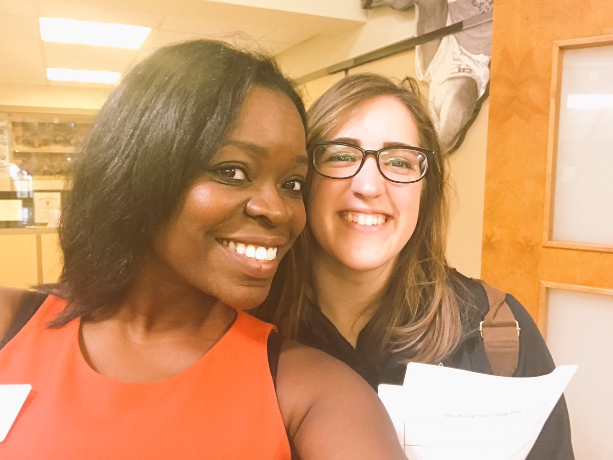 MaxineSJU's tweet photo. Look who I found working hard at our Open House? Deanna!!! #HawksAtWork @SJUAdmissions https://t.co/npDifszxQW