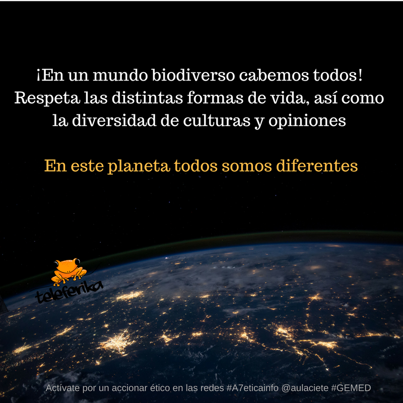 Teleferika_'s tweet photo. ¡En un mundo biodiverso cabemos todos!
#biodiversidad #tolerancia #respeto 

#A7eticainfo @aulaciete #GEMED https://t.co/DLNOp5d3lp
