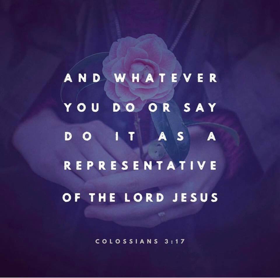 TheKurtCarr's tweet photo. "And whatever you do or say do it as a representative of the Lord Jesus!" Colossians 3:17 ๐ #Sunday #WordOfGod #JesusRepresentative https://t.co/9pDz3uC8JF