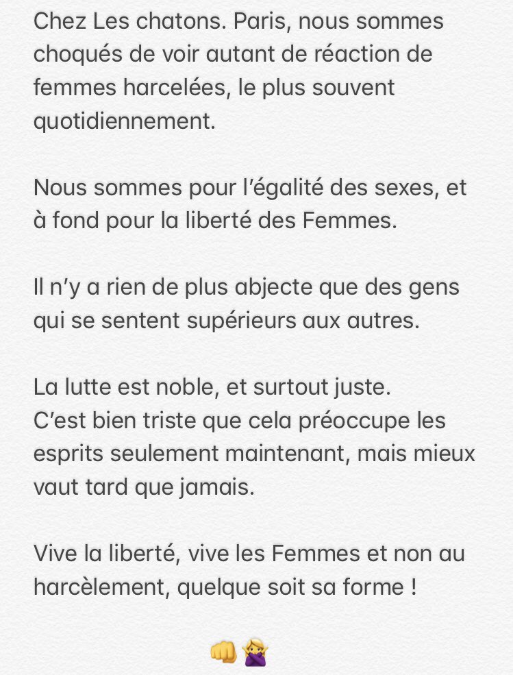LesChatonsParis's tweet photo. Force aux Femmes du monde, il faut que ça change, c’est urgent ❤️✊️
#balancetonporc https://t.co/rlXafNQwff