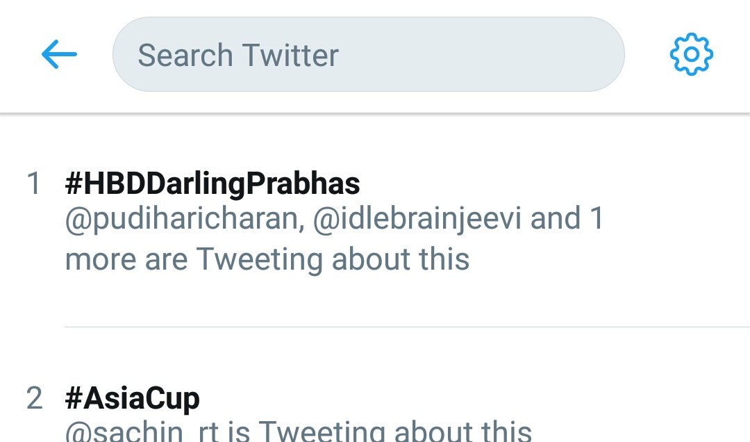 Prabhas2U's tweet photo. Wow Trending On Top 😊😎

Prabhas Fans Mass 
Follow me @Prabhas2U 
#HBDDarlingPrabhas https://t.co/YmWGTO0m8p